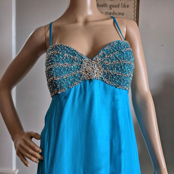 NWT Vintage Y2K Dave & Johnny Prom Gown Beaded Sequin Mermaid Maxi Dress Size 15 - Picture 4 of 8